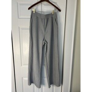Halara Pants Womens Medium Gray Ribbed Wide Leg Elastic Waist Lined Pockets
